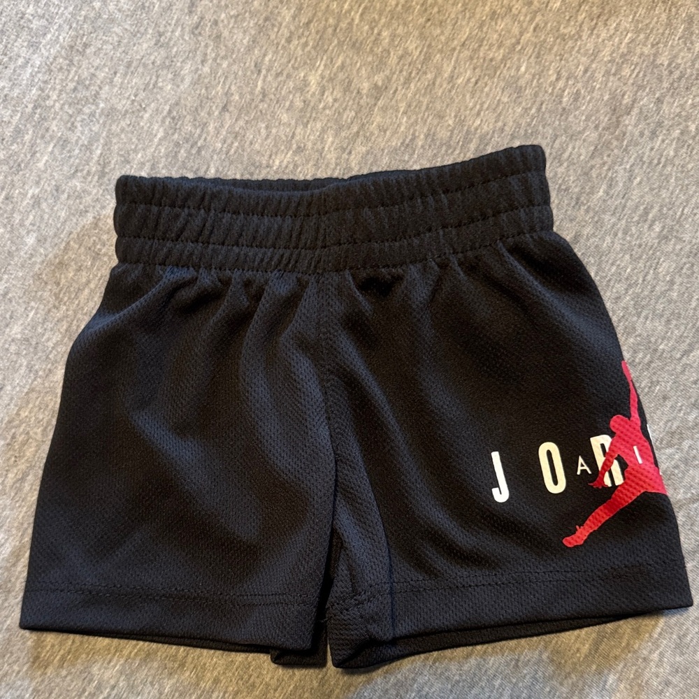 Jordan baby Black and Red Logo Shorts